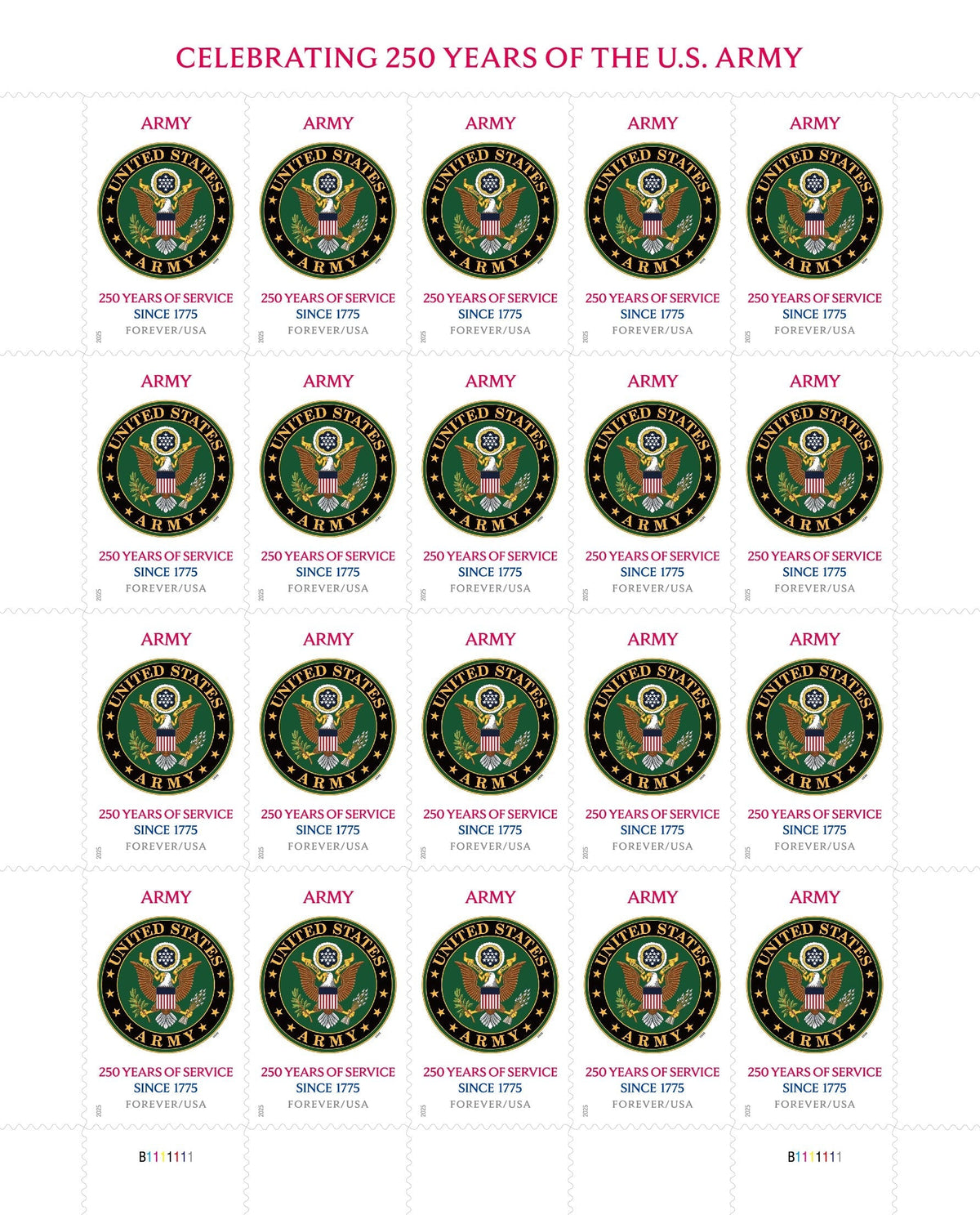 U.S. Army 250th First-Class Mail Forever Postage Stamps