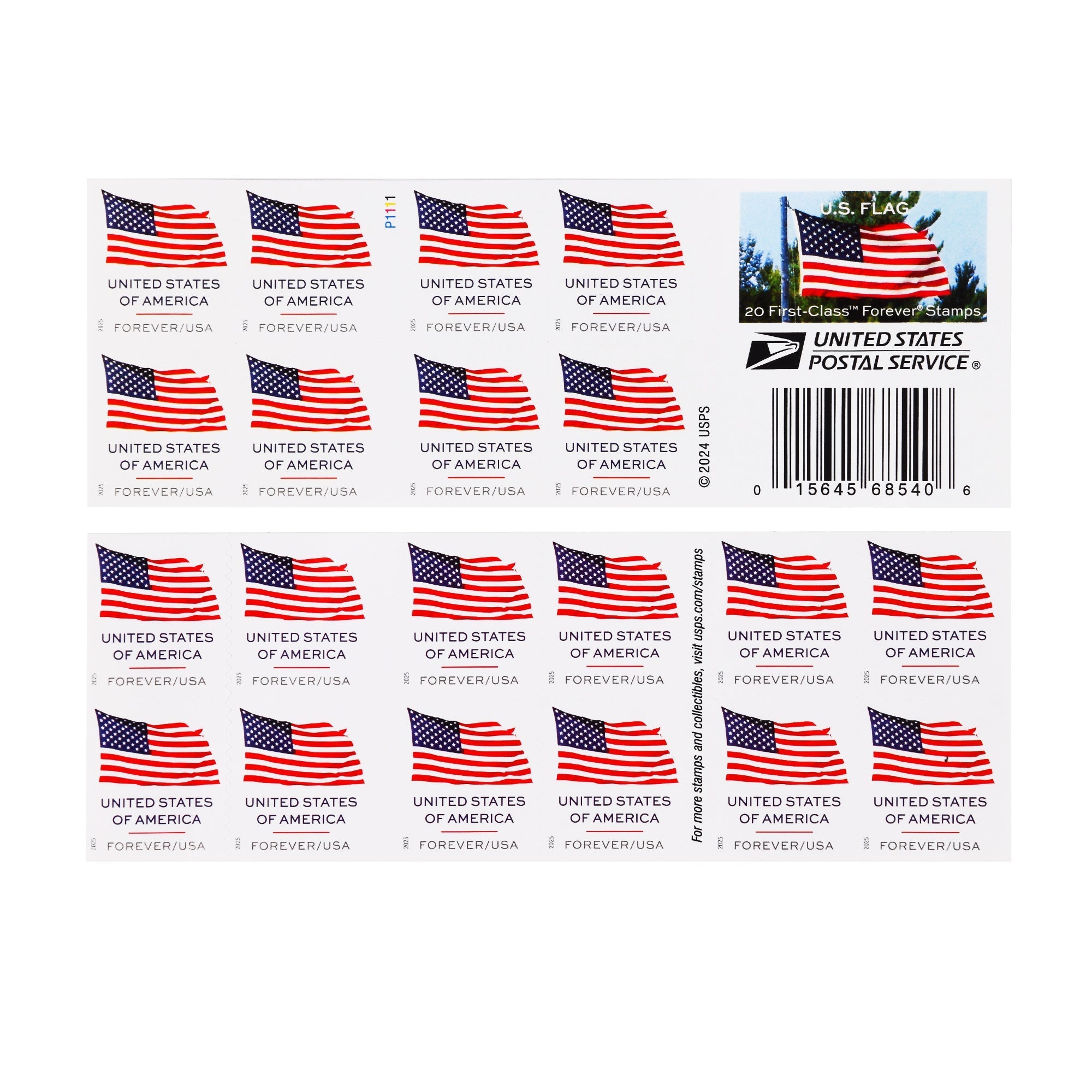 2025 US Flag Forever Stamps (Postage Stamps Roll of 100)