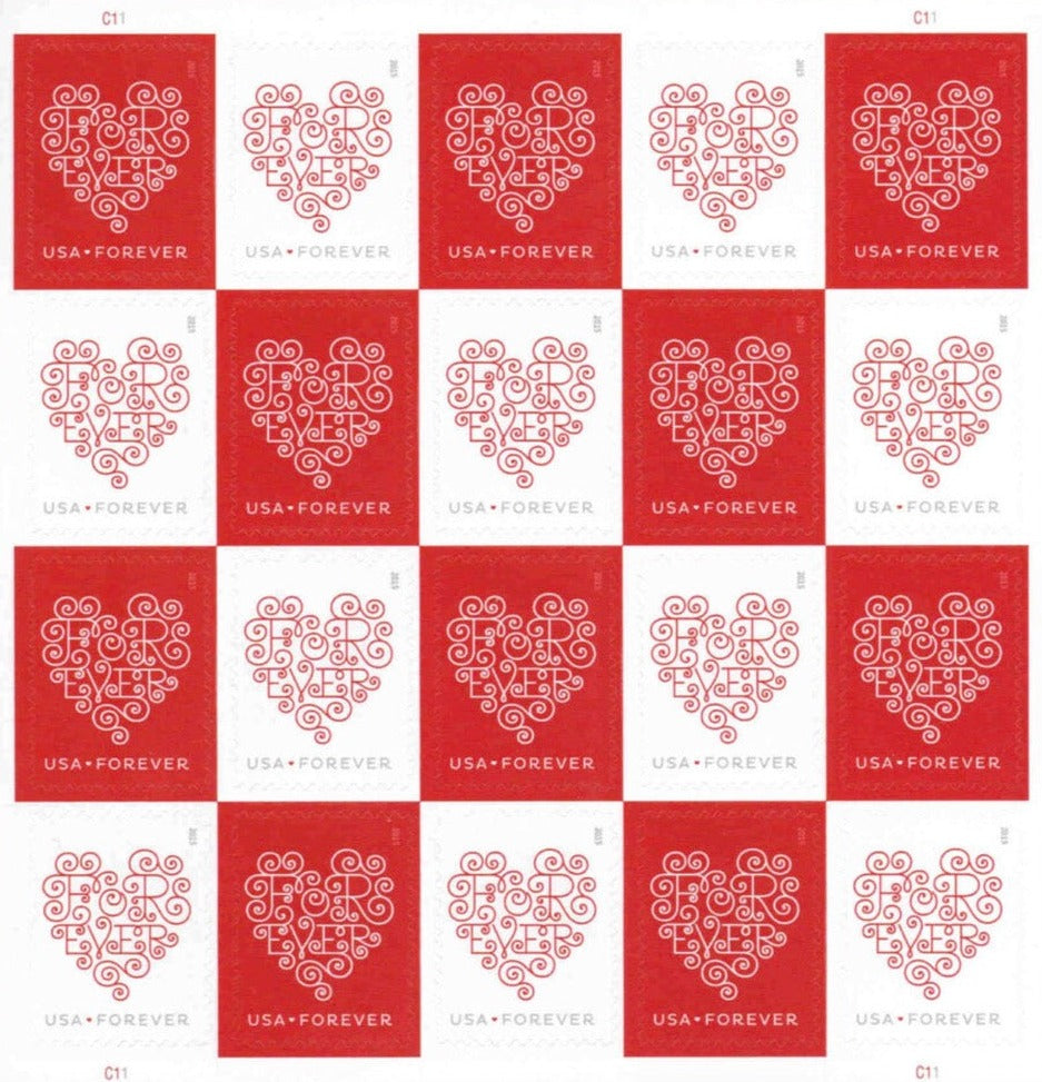Red and White Forever Postage Stamps