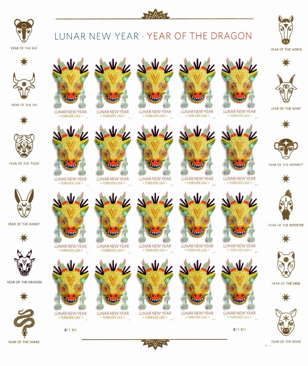 Year of the Dragon Celebrates Lunar New Year Forever Postage Stamps