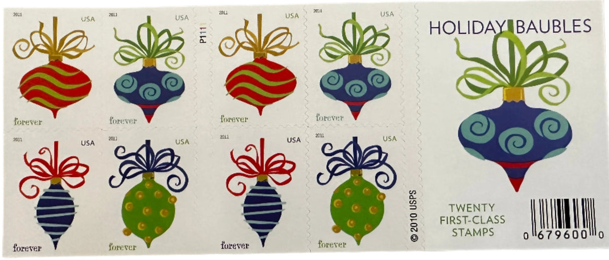 Holiday Baubles Forever Postage Stamps