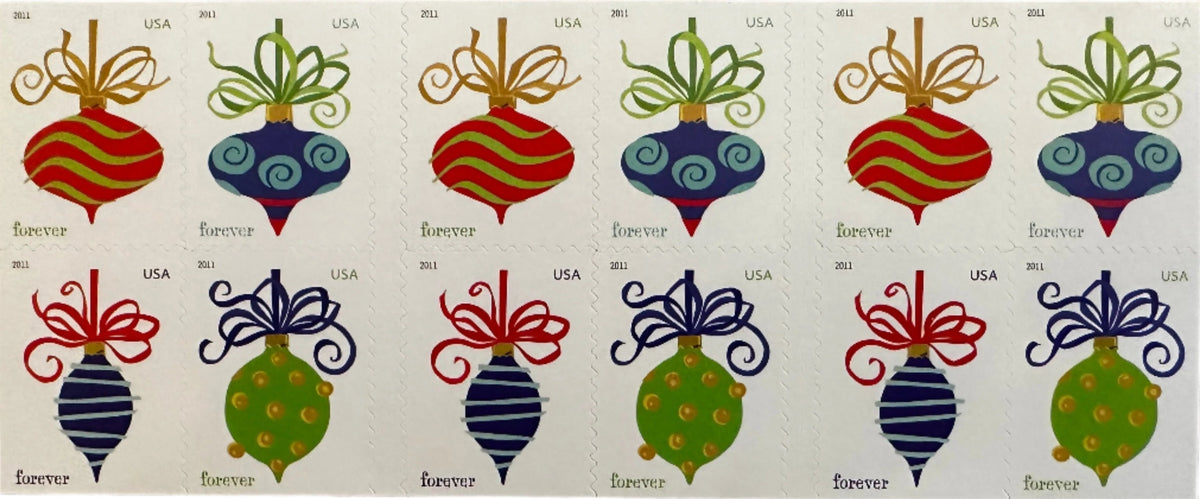 Holiday Baubles Forever Postage Stamps