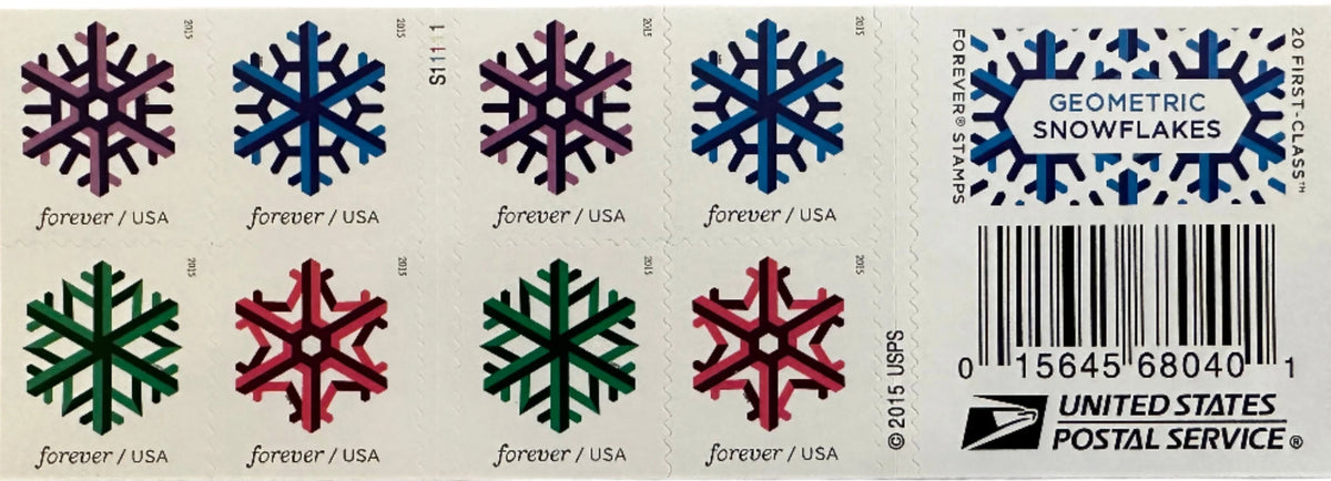 Geometric Snowflakes Forever Postage Stamps