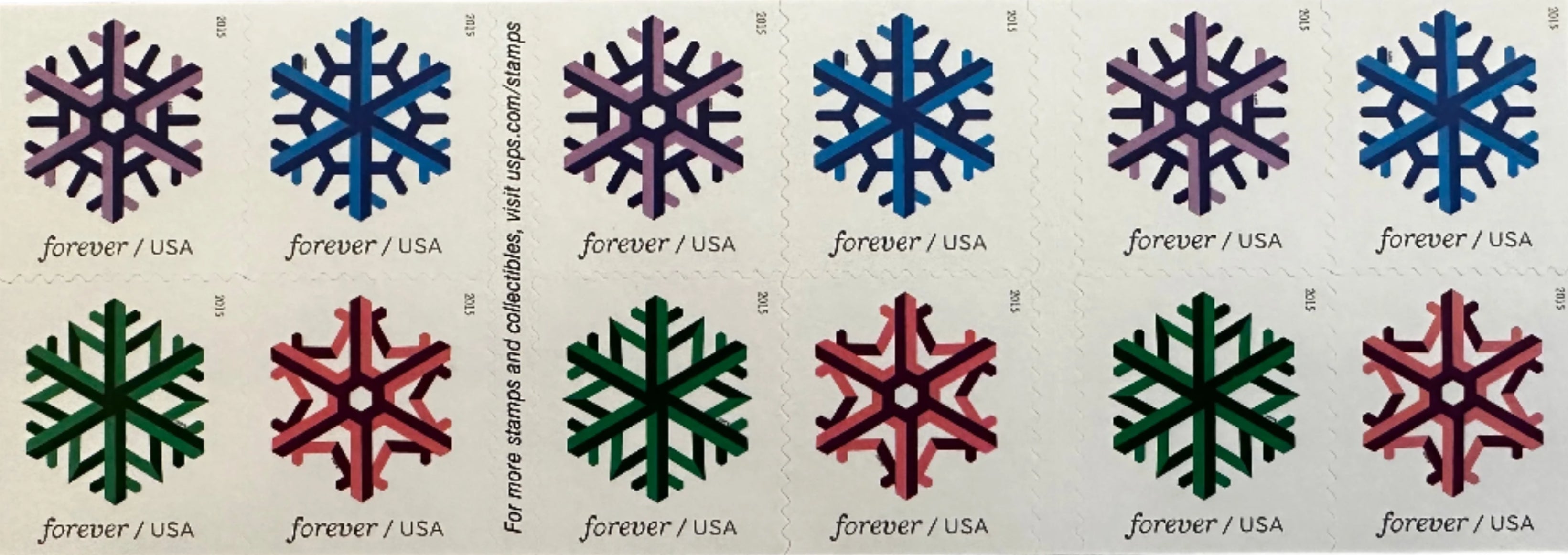 Geometric Snowflakes Forever Postage Stamps