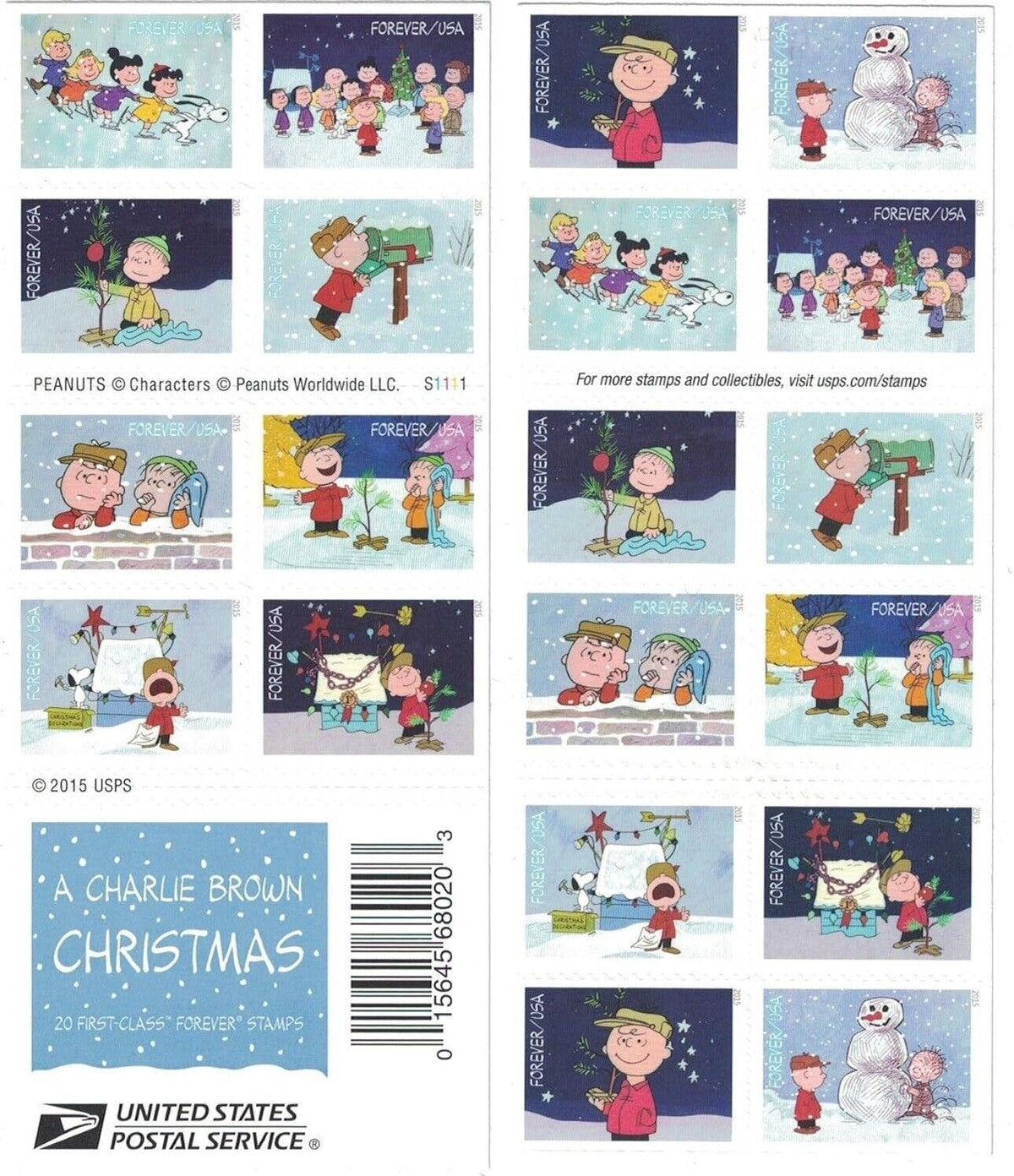 A Charlie Brown Christmas Forever Postage Stamps