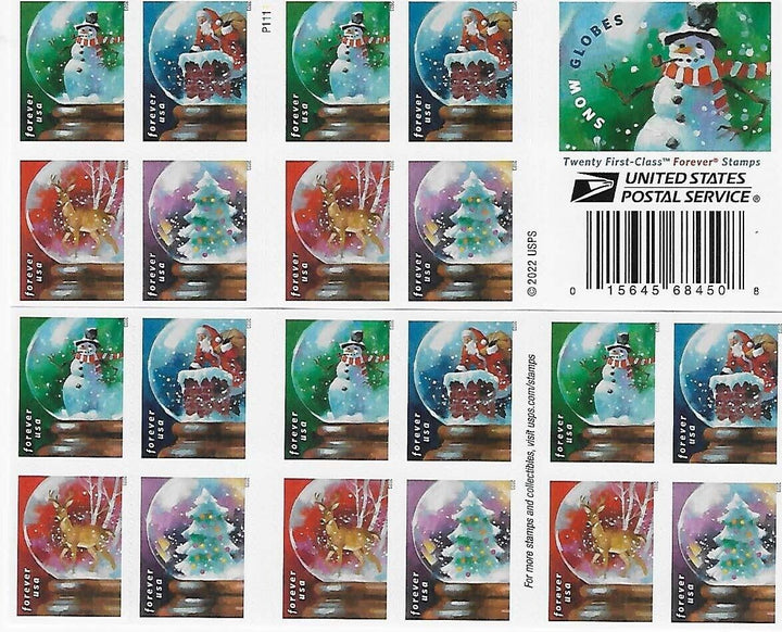Snow Globes Christmas Forever Postage Stamps